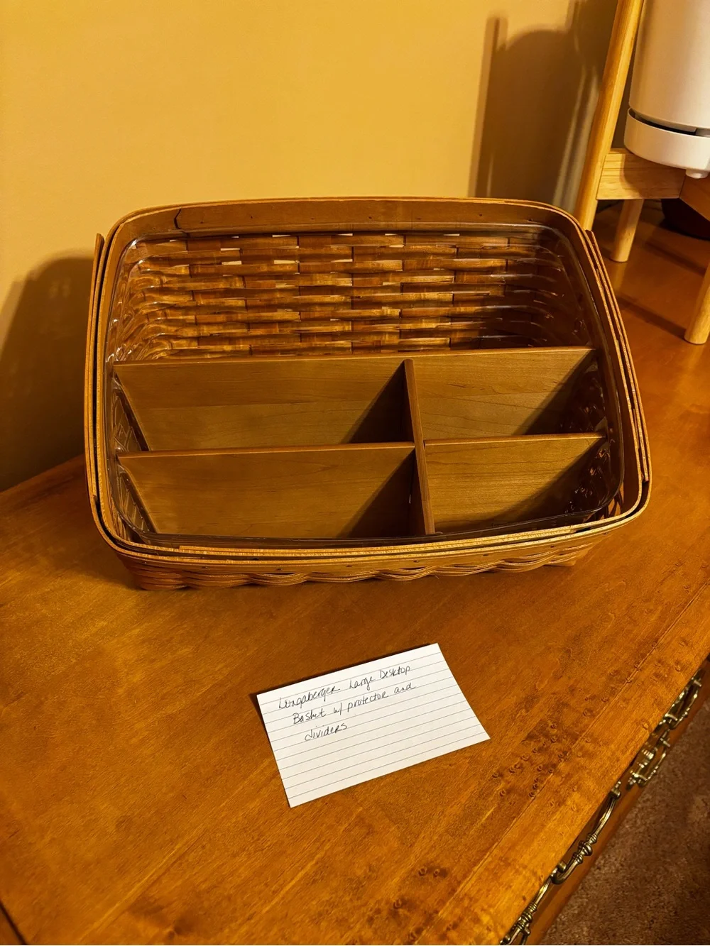 Longaberger Large Desktop Basket with Wooden Divider